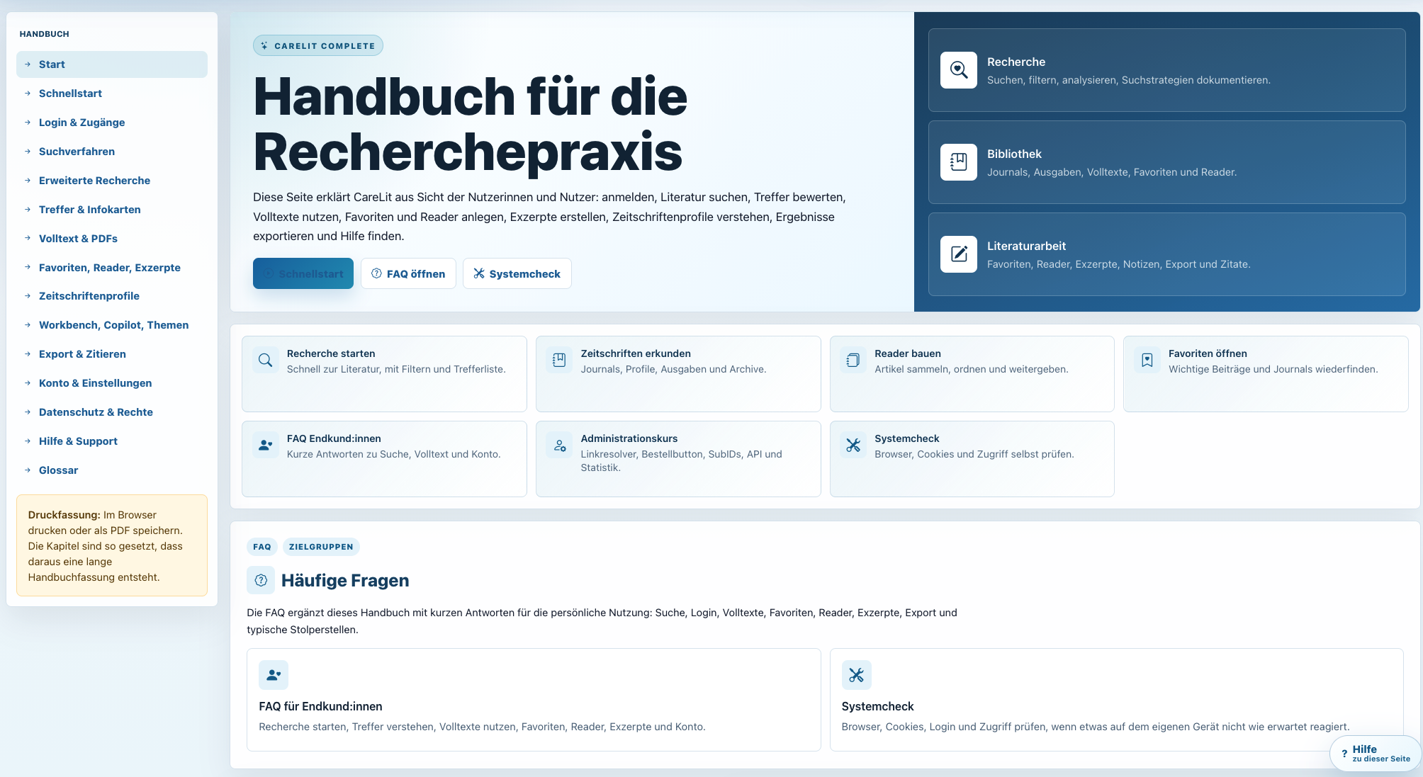 Hilfe ist direkt in der App verfügbar.