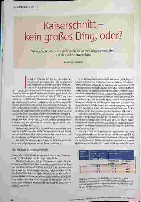Vorschauseite 1: Kaiserschnitt - kein großes Ding, oder? Was bedeutet der Status nach Sectio für weitere Schwangerschaften? Ein Blick auf die Studienlage.