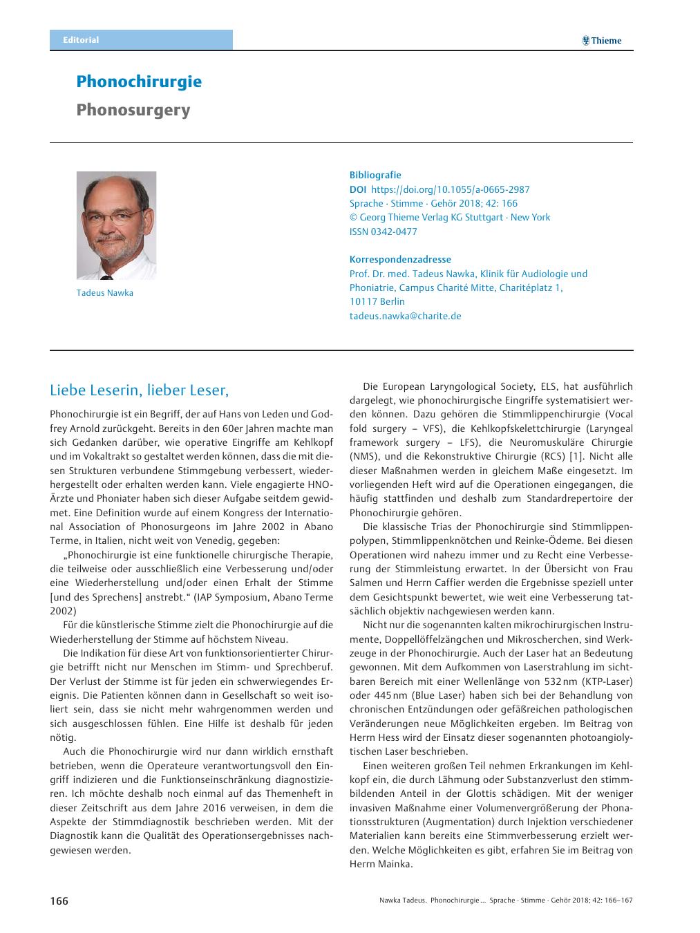 Vorschauseite 1: Phonochirurgie