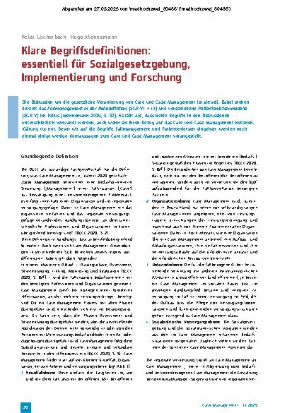Vorschauseite 1: Klare Begriffsdefinitionen: essentiell für Sozialgesetzgebung, Implementierung und Forschung