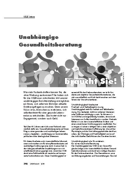 Vorschauseite 1: Unabhängige Gesundheitsberatung