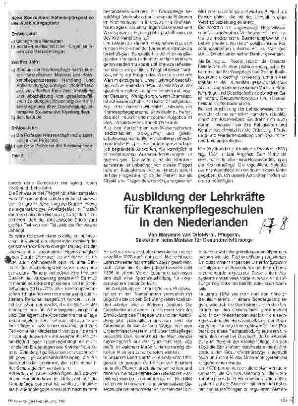 Vorschauseite 1: Ausbildung der Lehrkräfte für Krankenpflegeschulen in den Niederlanden