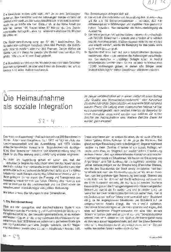 Vorschauseite 1: Heimaufnahme als soziale Integration