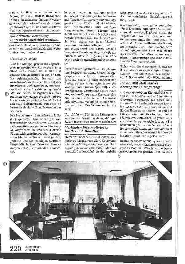 Vorschauseite 2: Tagespflegeheim; Kompromiß zwischen Kasernierung und Isolation ?
