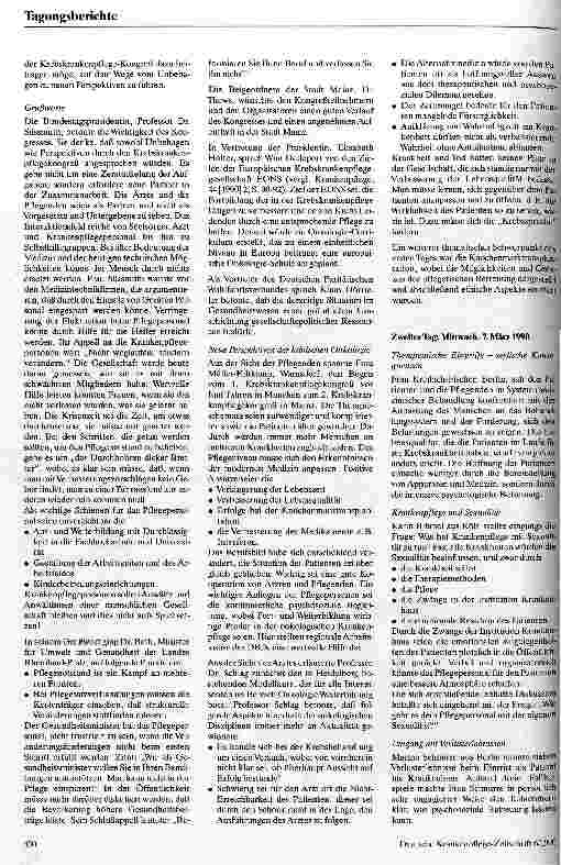 Vorschauseite 2: 2. Deutscher Krebskrankenpflegekongreß vom Dt. Berufsverband für Krankenpflege DBfK vom 6.-8.März 1990 in Mainz