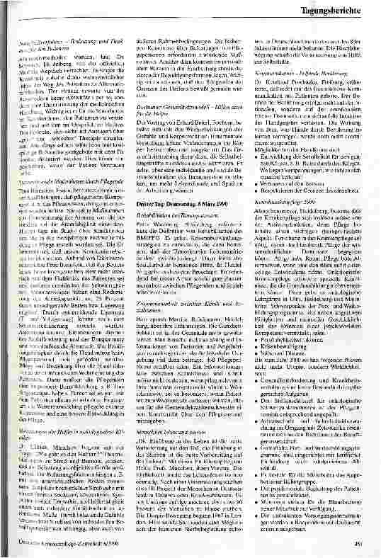 Vorschauseite 3: 2. Deutscher Krebskrankenpflegekongreß vom Dt. Berufsverband für Krankenpflege DBfK vom 6.-8.März 1990 in Mainz