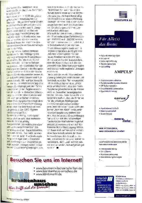 Vorschauseite 2: Wir setzen auf Konsens Leistungsfähigkeit der schleswig-holsteinischen Krankenhäuser für die Zukunft sichern