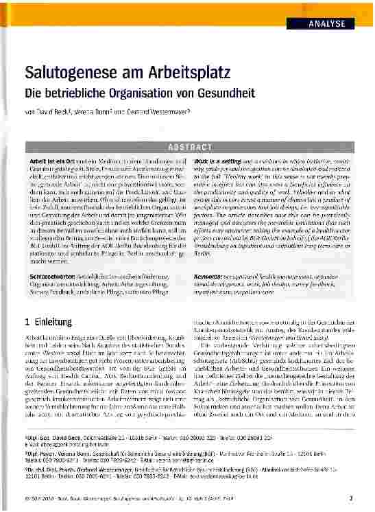 Vorschauseite 1: Salutogenese am Arbeitsplatz