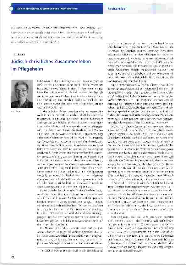 Vorschauseite 1: Jüdisch-christliches Zusammenleben im Pflegeheim