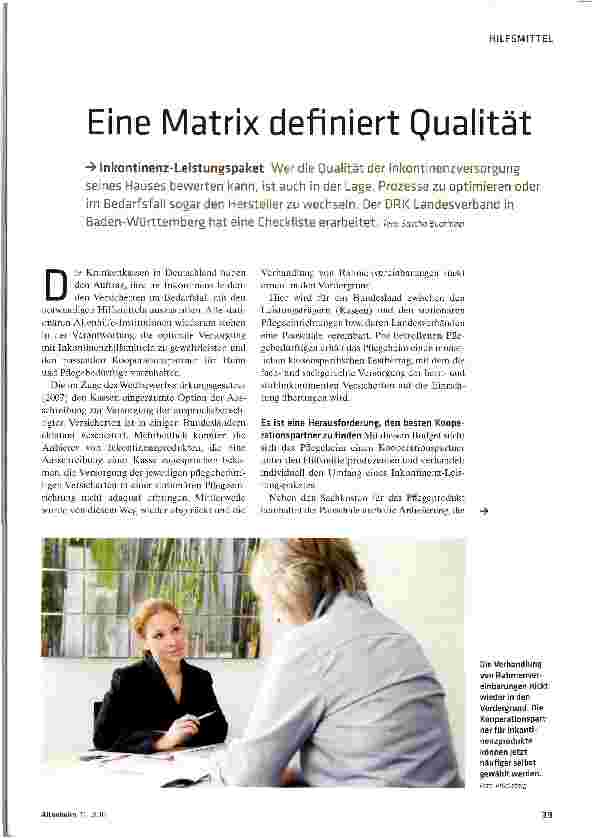 Vorschauseite 1: Eine Matrix definiert Qualität