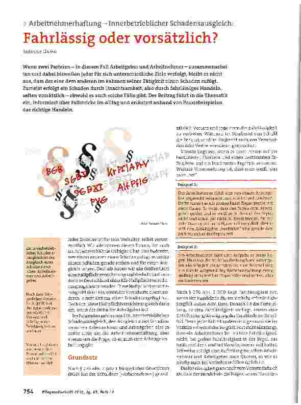 Vorschauseite 1: Arbeitnehmerhaftung - Innerbetrieblicher Schadensausgleich: Fahrlässig oder vorsätzlich?