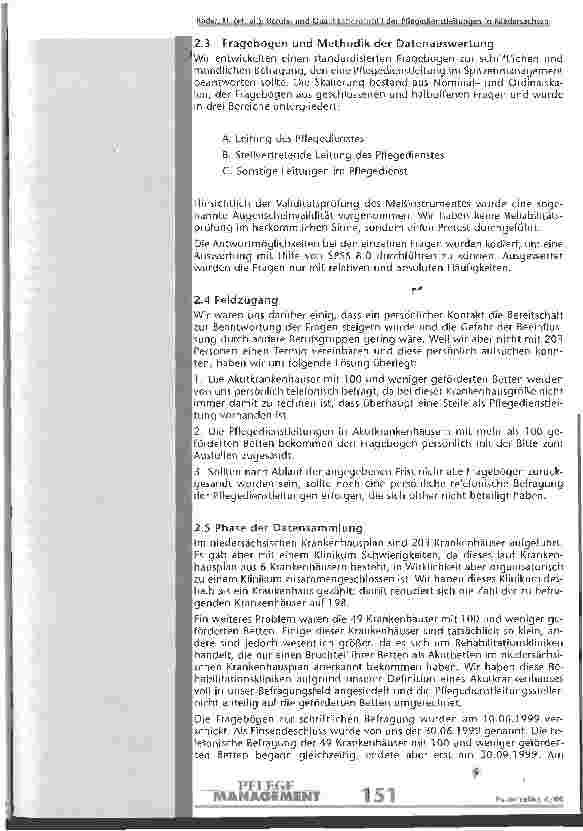 Vorschauseite 3: Berufsund Qualifikationsprofil der Pflegedienstleitungen in niedersächsischen Krankenhäusern
