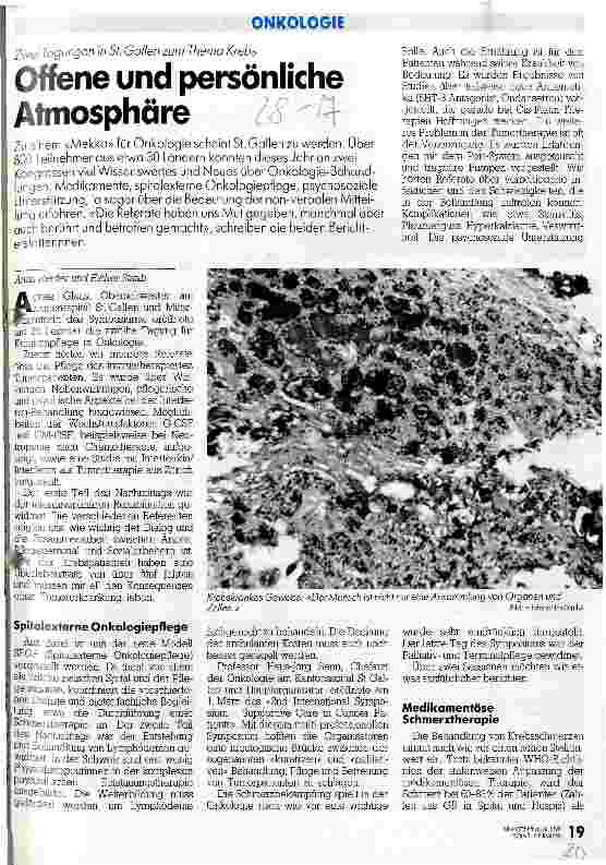 Vorschauseite 1: Offene und persönliche Atmosphäre 2 Tagungen in St. Gallen zum Thema Krebs