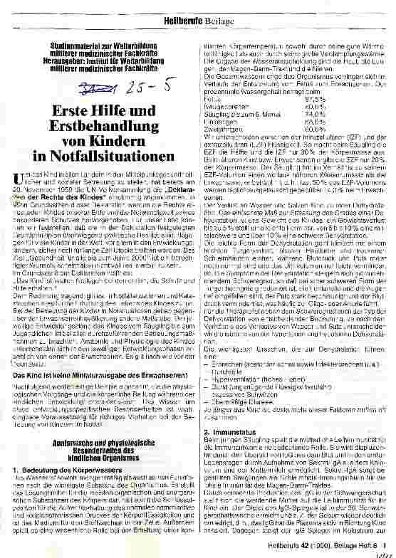 Vorschauseite 1: Erste Hilfe und Erstbehandlung von Kindern in Notfallsituationen