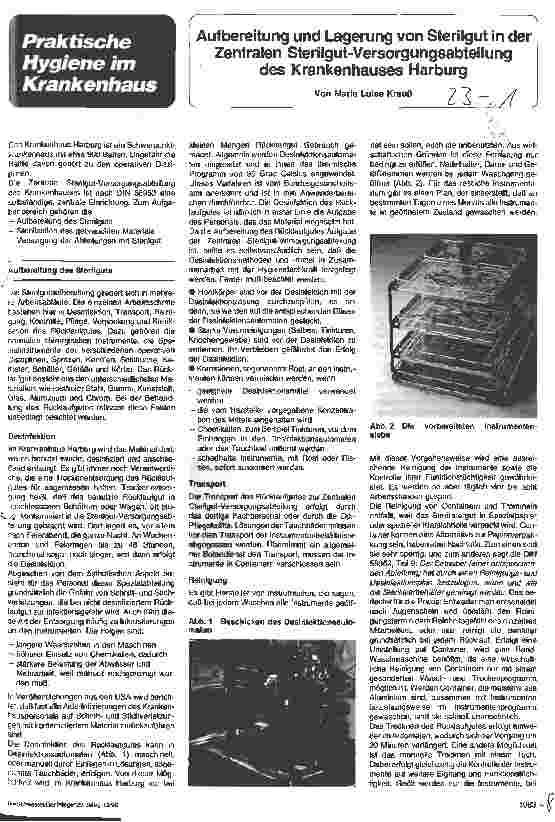 Vorschauseite 1: Aufbereitung und Lagerung von Sterilgut in der Zentralen Sterilgut- Versorgungsabteilung des Krankenhauses Harburg