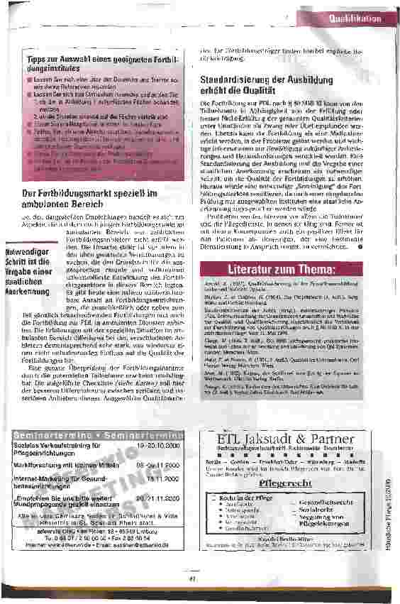 Vorschauseite 3: Notwendiges Übel oder geeignetes Hilfsmittel? Empirische Erhebung zur Fortbildung der PDL nach § 80 SGB XI