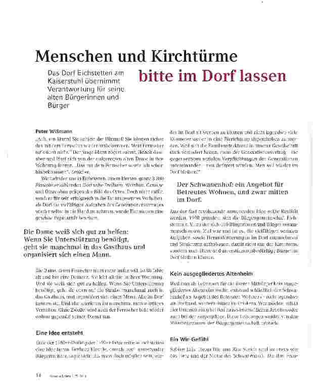 Vorschauseite 1: Menschen und Kirchtürme bitte im Dorf lassen