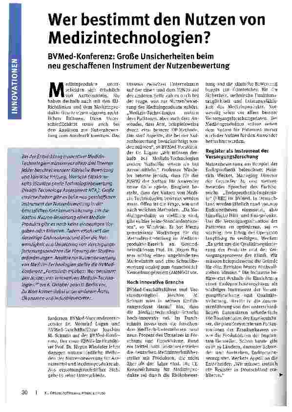 Vorschauseite 1: Wer bestimmt den Nutzen von Medizintechnologien?