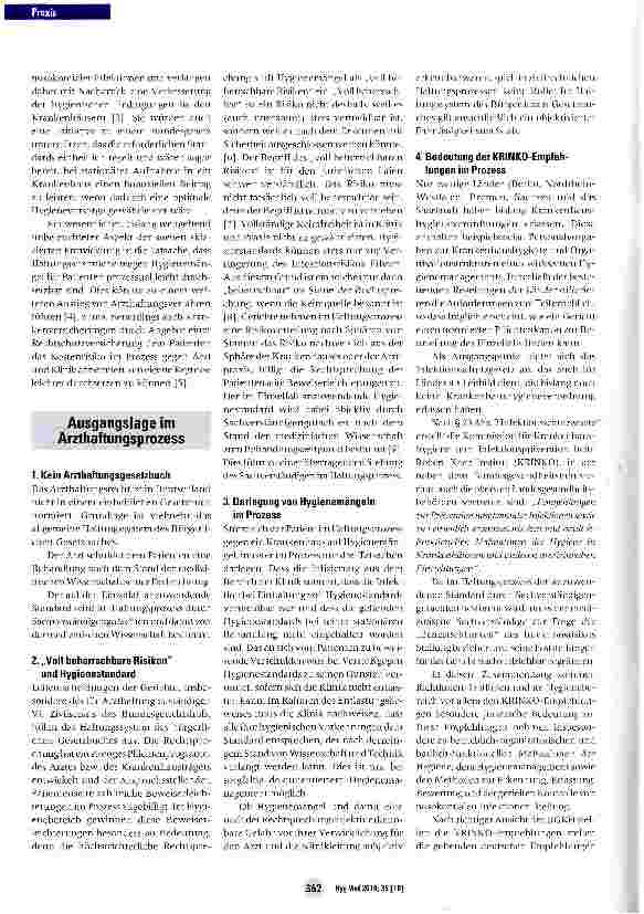 Vorschauseite 2: Haftungsfragen im Hygienebereich - Hygienemängel gelten juristisch als „voll beherrschbare Risiken