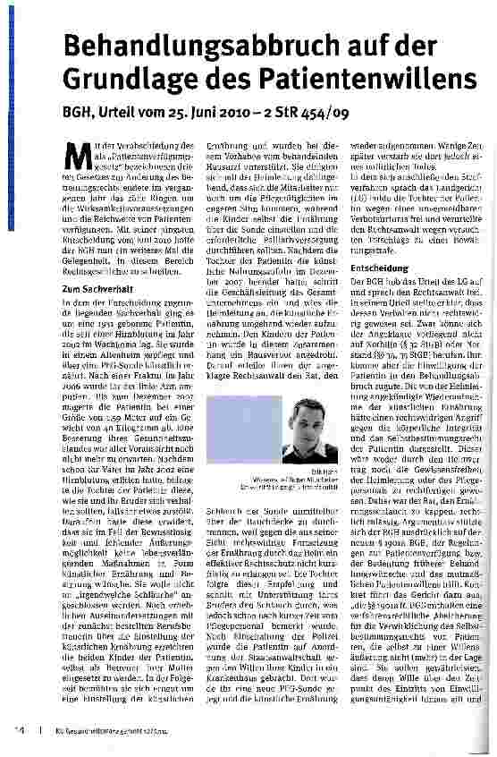 Vorschauseite 1: Behandlungsabbruch auf der Grundlage des Patientenwillens