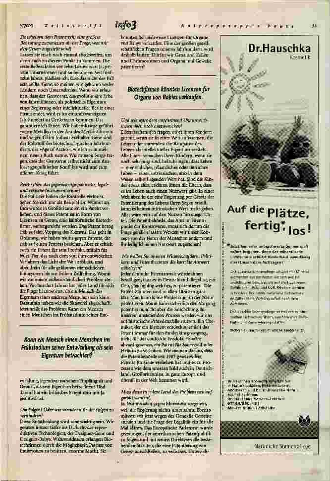 Vorschauseite 2: Krieg um Gene Die Patentierung des Menschen