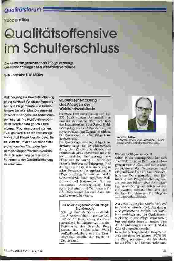 Vorschauseite 1: Qualitätsoffensive im Schulterschluss Kooperation