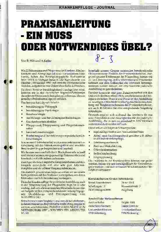 Vorschauseite 1: Praxisanleitung - ein Muß oder notwendiges Übel?