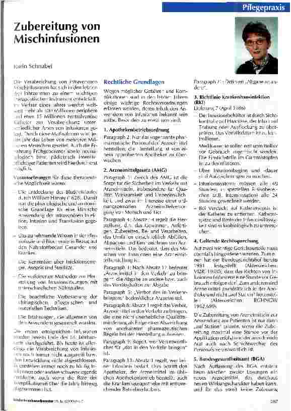 Vorschauseite 1: Zubereitung von Mischinfusionen Pflegepraxis
