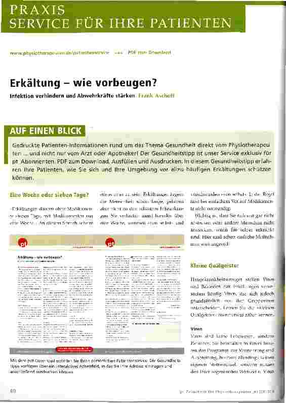Vorschauseite 1: Erkältung - wie vorbeugen?