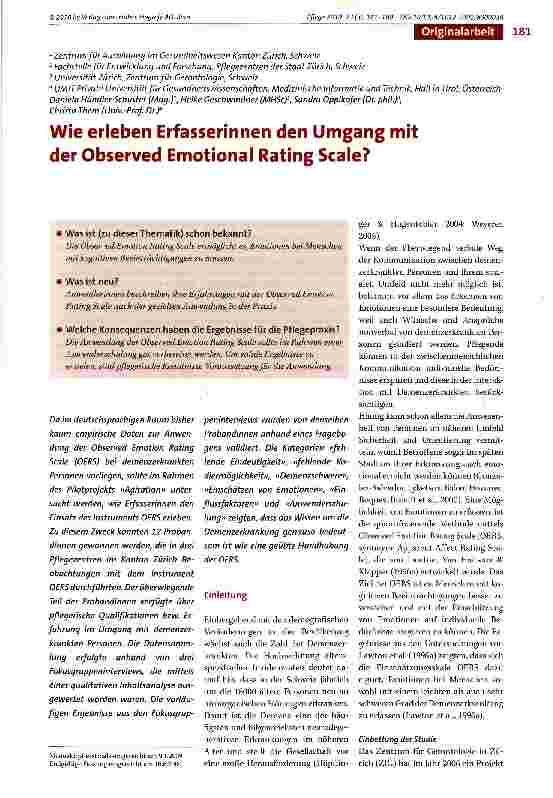 Vorschauseite 1: Wie erleben Erfasserinnen den Umgang mit der Observed Emotional Rating Scale?