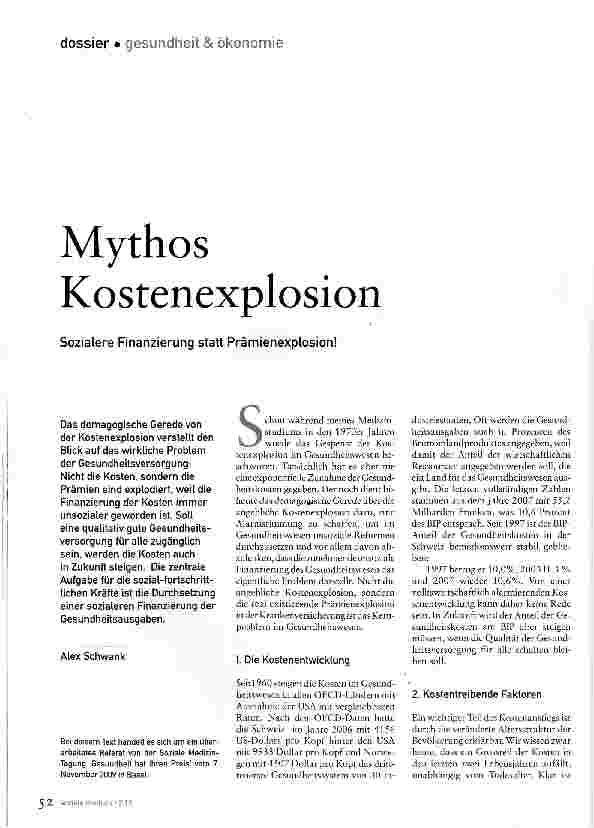 Vorschauseite 1: Mythos Kostenexplosion