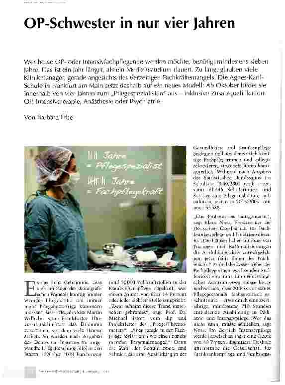 Vorschauseite 1: OP-Schwester in nur vier Jahren