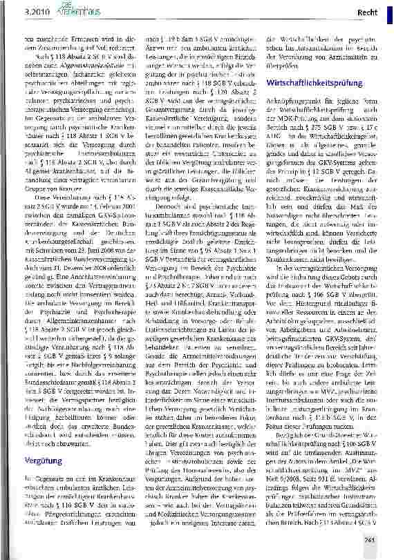 Vorschauseite 2: Die Zuständigkeit für die Durchführung von Wirtschaftlichkeitsprüfungen psychiatrischer Institutsambulanzen