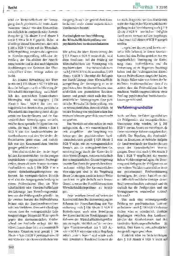 Vorschauseite 3: Die Zuständigkeit für die Durchführung von Wirtschaftlichkeitsprüfungen psychiatrischer Institutsambulanzen
