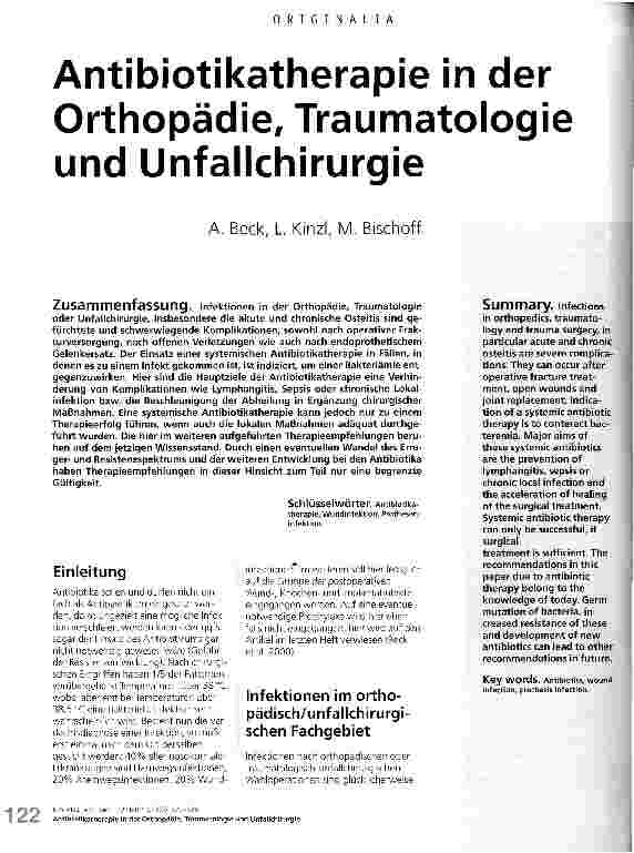Vorschauseite 1: Antibiotikatherapie in der Orthopädie, Traumatologie und Unfallchirurgie