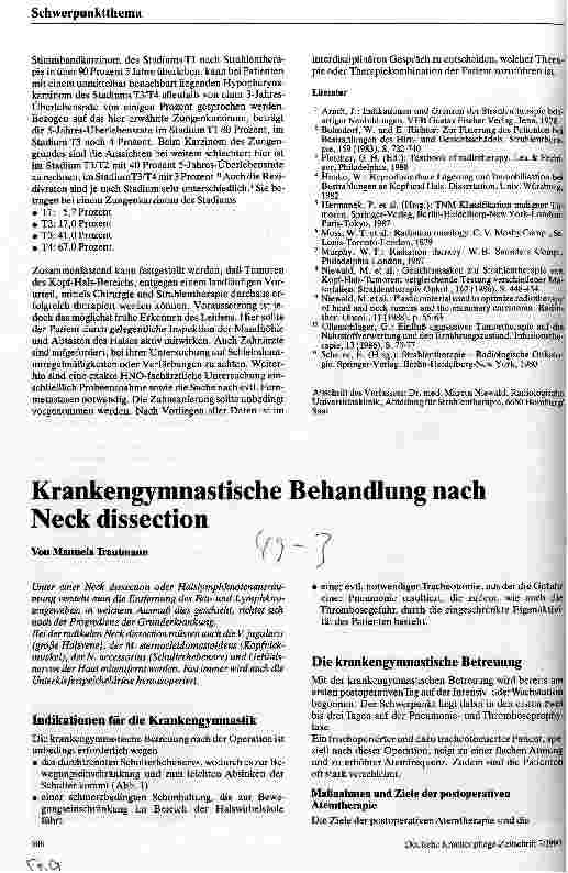 Vorschauseite 1: Krankengymnastische Behandlung nach Neck dissection