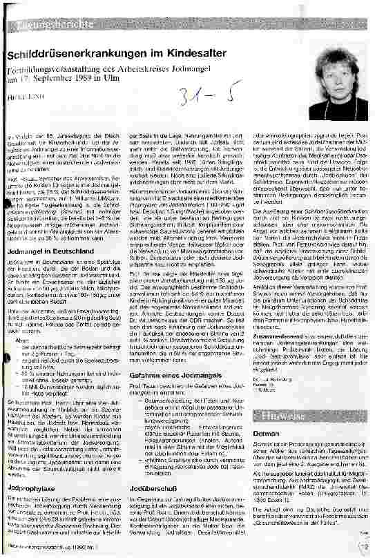 Vorschauseite 1: Schilddrüsenerkrankungen im Kindesalter Fortbildungsveranstaltung des Arbeitskreises Jodmangel