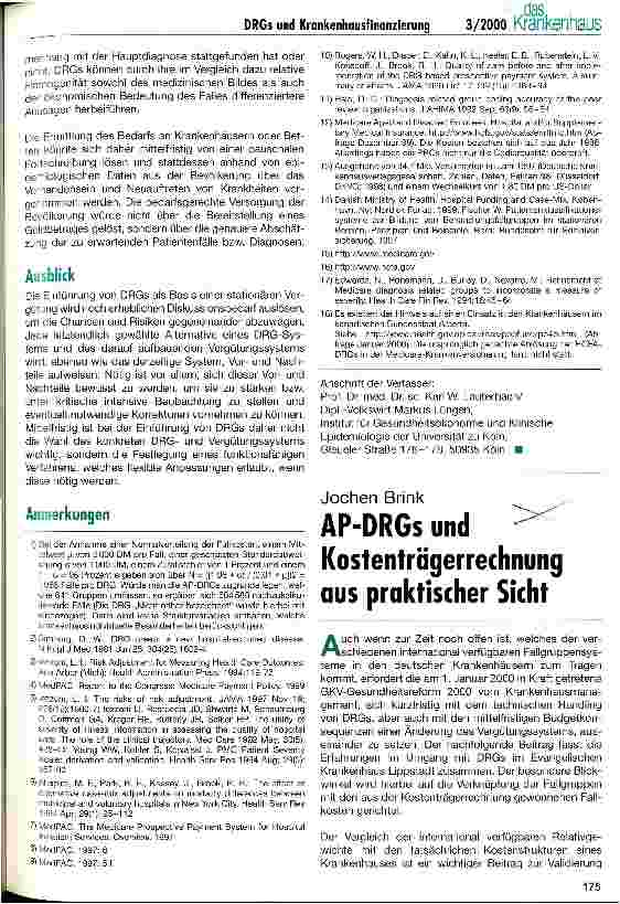 Vorschauseite 1: AP-DRGs und Kostenträgerrechnung aus praktischer Sicht