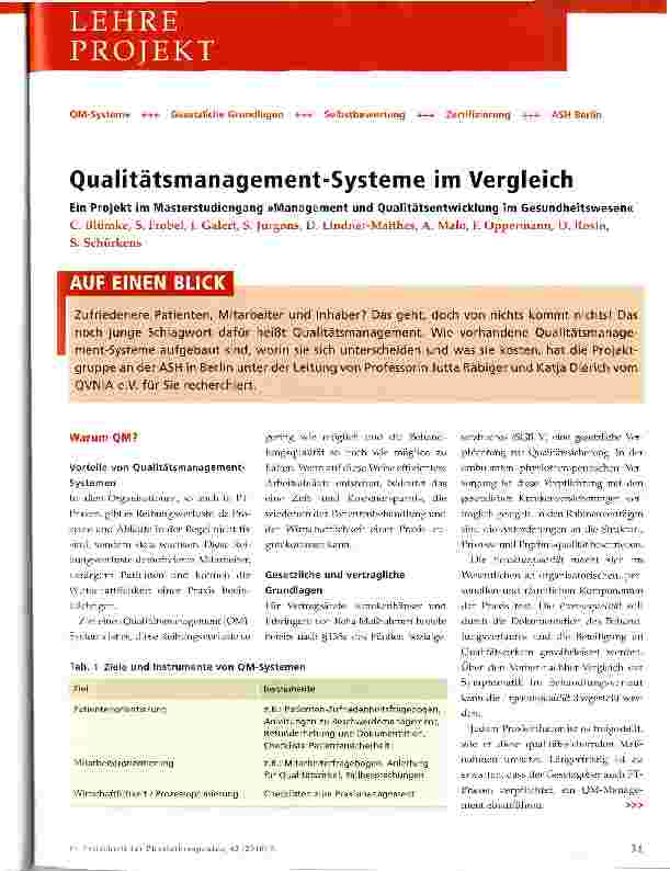 Vorschauseite 1: Qualitätsmanagement-Systeme im Vergleich