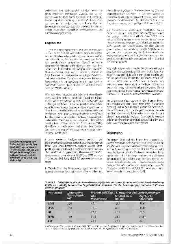 Vorschauseite 3: Prävalenz negativer Antwortverzerrungen in der berufsgenossenschaftlichen Begutachtung