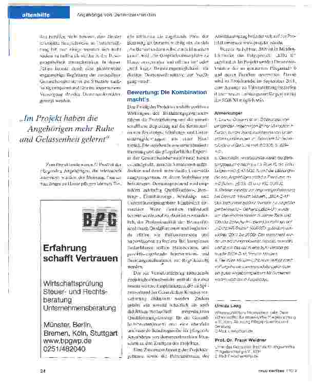 Vorschauseite 4: Leben mit Demenz: Programm entlastet Angehörige