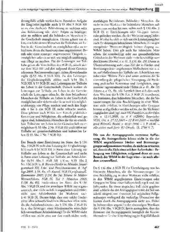 Vorschauseite 5: Auch bei hochgradiger Pflegebedürftigkeit kann eine Aufnahme in den Förderund Betreuungsbereich einer Werkstatt erfolgen