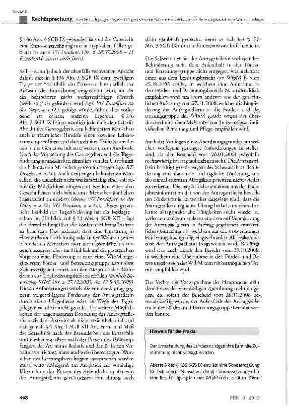 Vorschauseite 6: Auch bei hochgradiger Pflegebedürftigkeit kann eine Aufnahme in den Förderund Betreuungsbereich einer Werkstatt erfolgen
