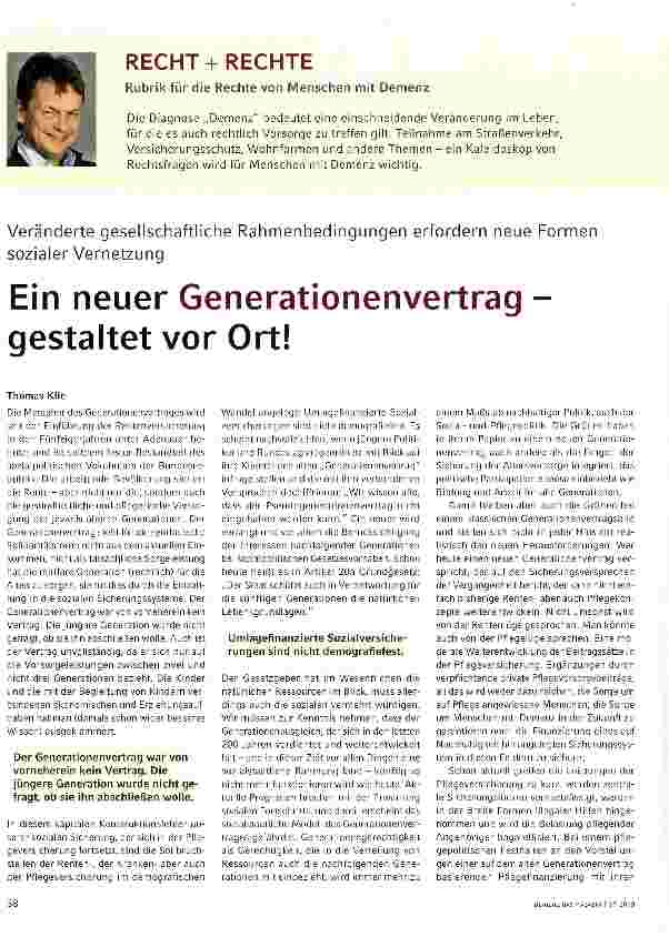 Vorschauseite 1: Ein neuer Generationenvertrag -gestaltet vor Ort!
