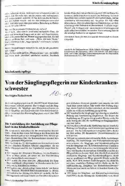 Vorschauseite 1: Von der Säuglingspflegerin zur Kinderkrankenschwester
