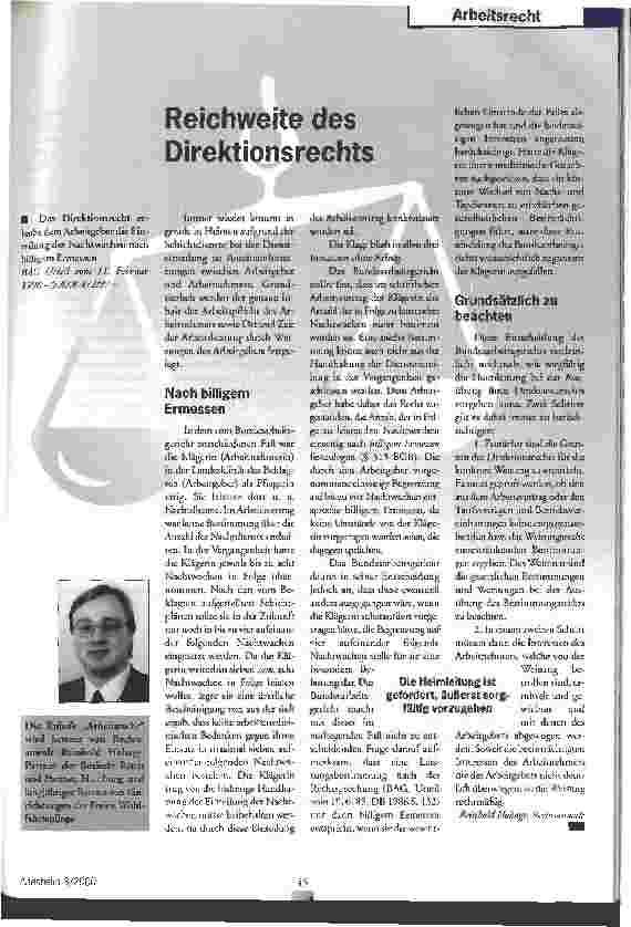 Vorschauseite 1: Reichweite des Direktionsrechts