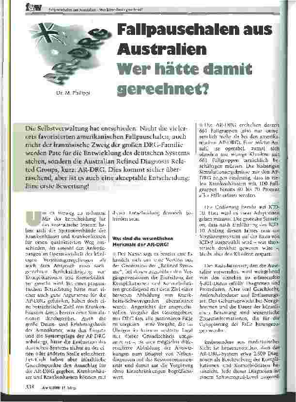Vorschauseite 1: Fallpauschalen aus Australien Wer hätte damit gerechnet?