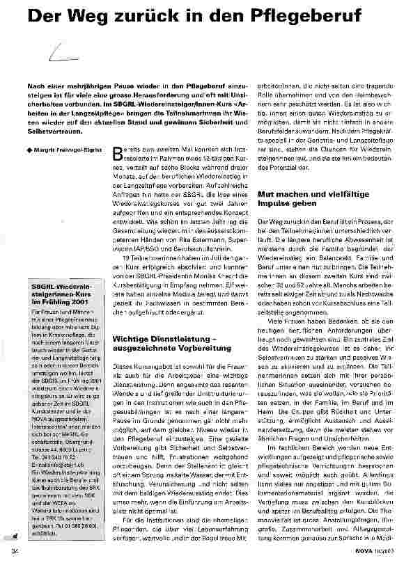 Vorschauseite 1: Der Weg zurück in den Pflegeberuf