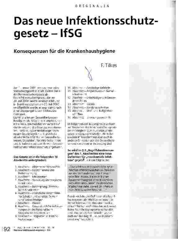 Vorschauseite 1: Das neue Infektionsschutzgesetz - IfSG Konsequenzen für die Krankenhaushygiene