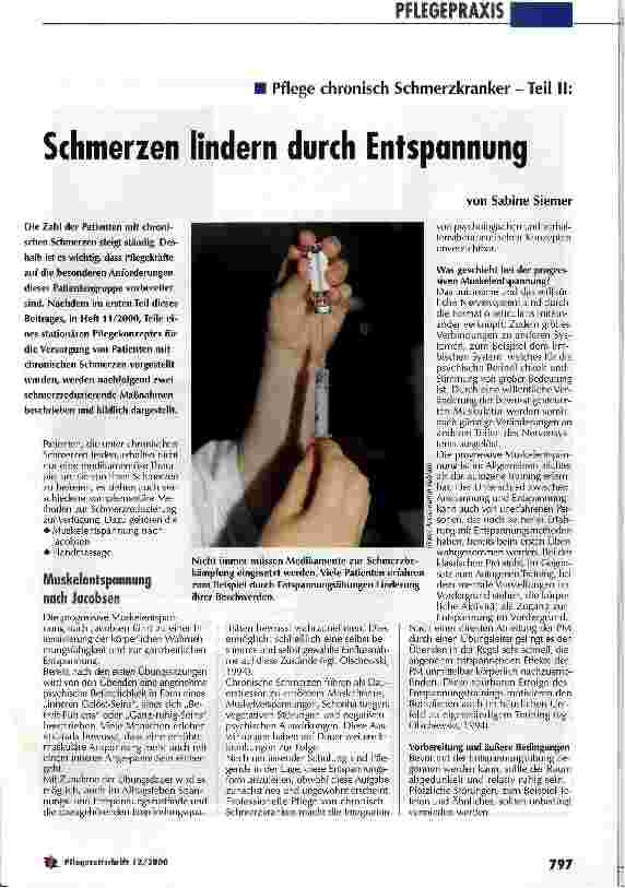 Vorschauseite 1: Pflege chronisch Schmerzkranker Teil II: Schmerzen lindern durch Entspannung